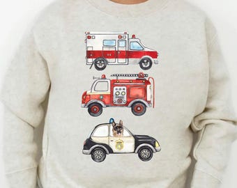 Véhicules d'urgence PNG, ambulance, camion de pompiers, voiture de police : motifs pour garçons/enfants, téléchargement numérique pour sublimation