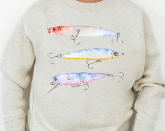 Watercolor Fishing PNG, Fishing Lure Design for Boys/Kids, Digital download for Sublimation