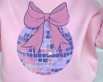 Disco Ball with Bow PNG, Happy New Year 2026 Design, Digital Download for Sublimation