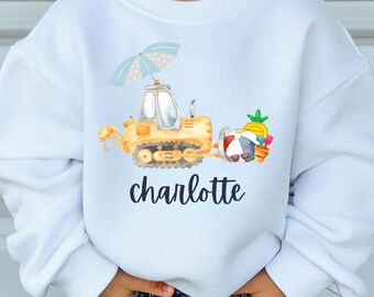Watercolor Beach Excavator, Summer Design for Kids, Digital Download for Sublimation