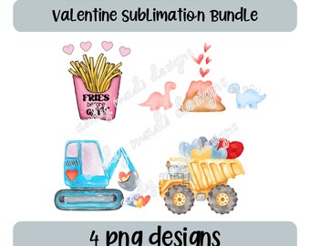 Valentine Sublimation PNG Bundle: Dump Truck, Dinosaurs (Digital Download)