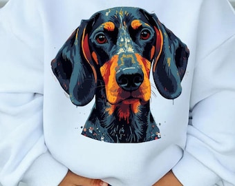 Bluetick Coonhound Dog Portrait, Painterly Hunting Dog Design, Rustin Southern, Digital Download for Sublimation