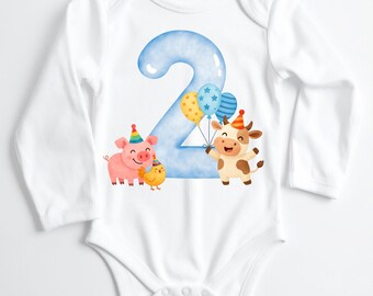 Farm 2nd Birthday PNG, Barn Animals Party Design, Farm Theme Birthday, Digital Download for Sublimation