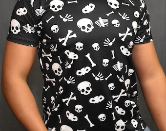 Skulls, Unisex T-shirt, ghotic, black, playera, shape, fit, Aztec,