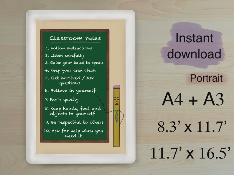 Classroom Rules Posters, School Posters, Classroom Decor, Classroom Posters for Students