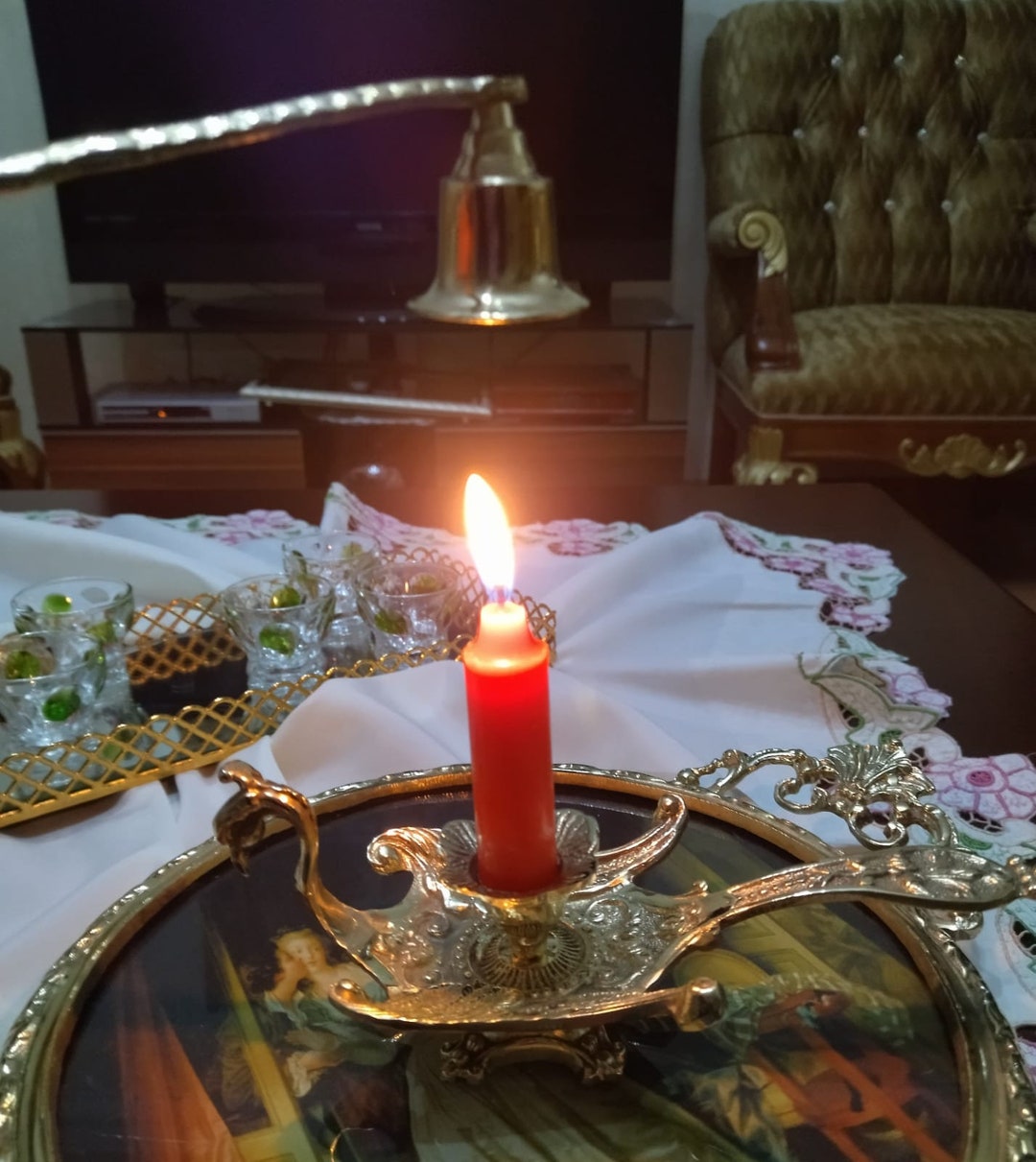 Swan Brass Candle, Holder With Handle, Modern Farmhouse Decor, Brass