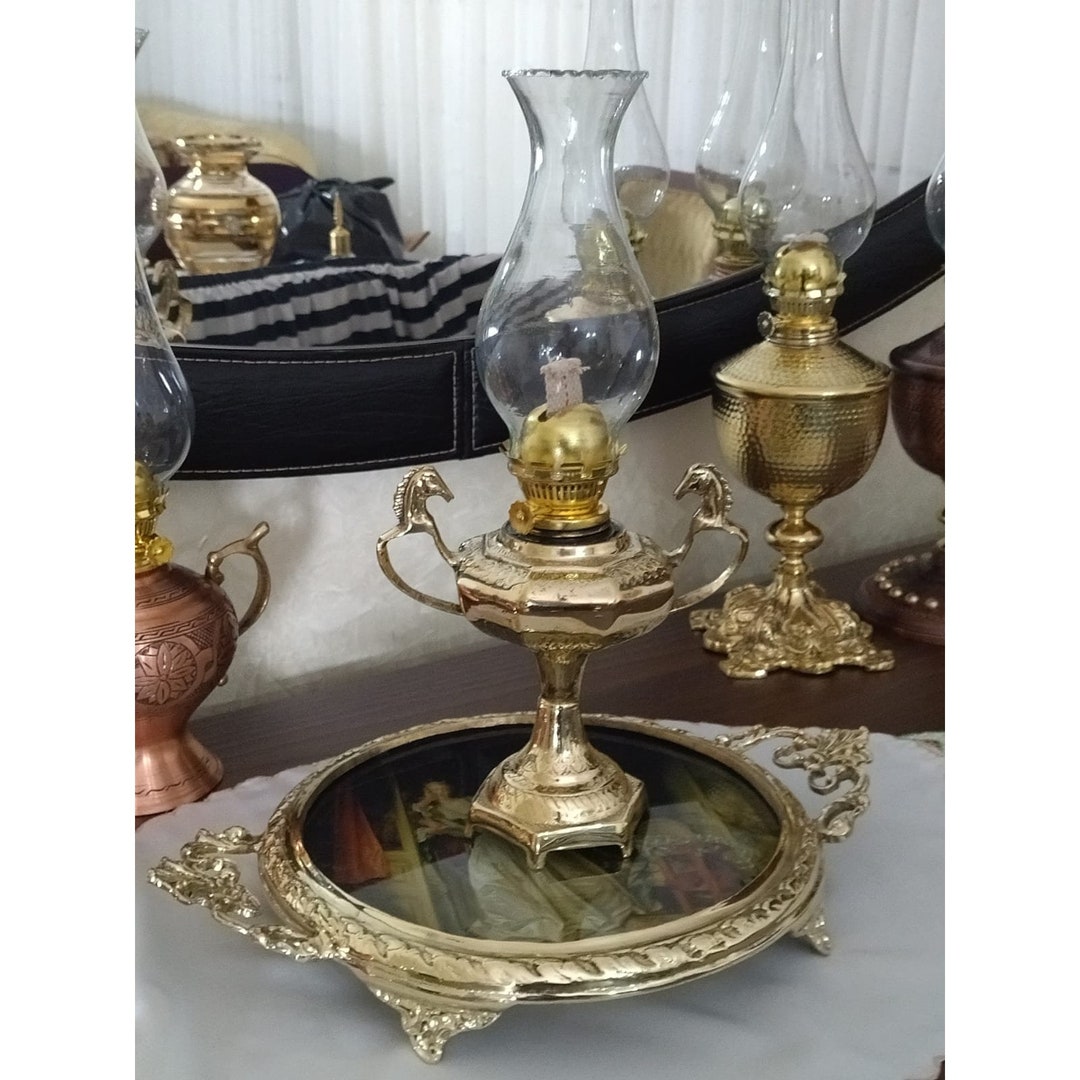 Copper Brass Oil Lamp, Vintage Style Oil Lamp, Decorative Copper Brass Oil Lamp, Copper Brass
