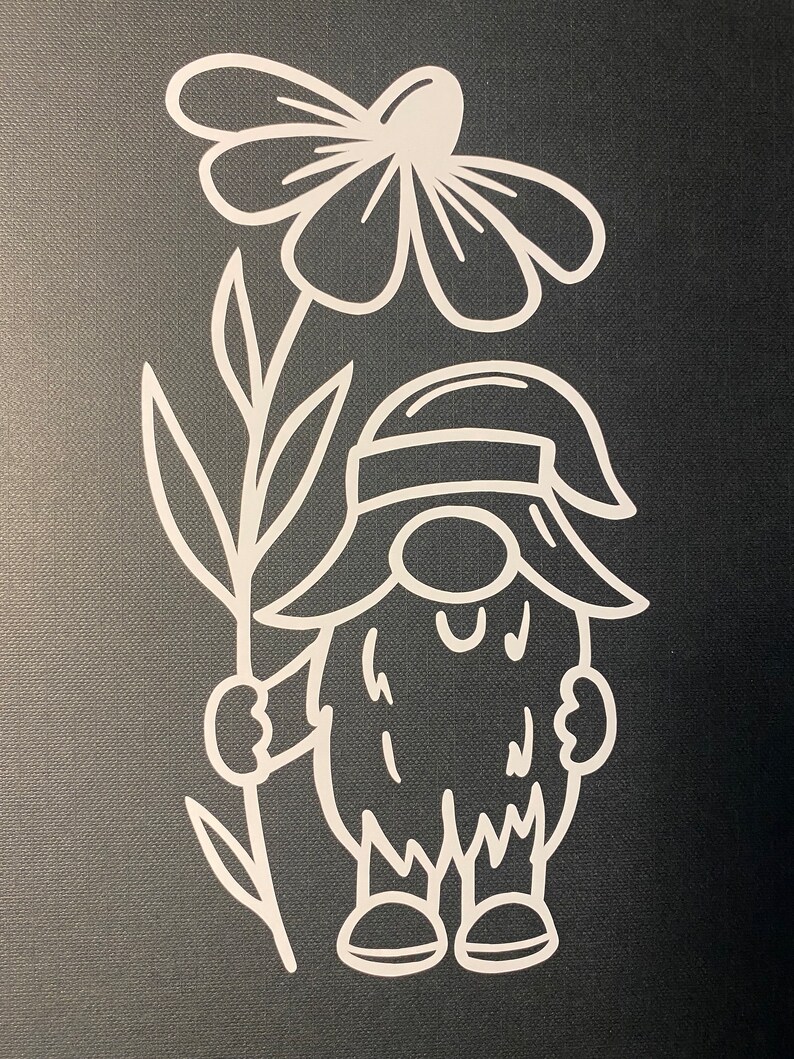 Daisy Gnome White Vinyl Window Decal FREE SHIPPING Etsy