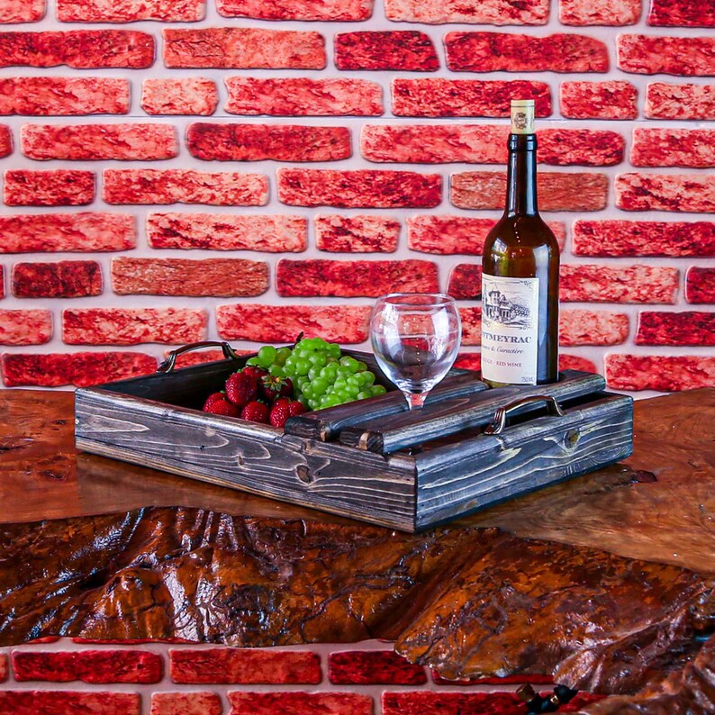 Handmade Wooden Serving Tray Rustic Wooden Serving Tray Etsy