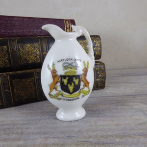 Matlock Bath Devon Crested China Miniature Vase / Devon Vintage Souvenir / coat of arms crest 1910s