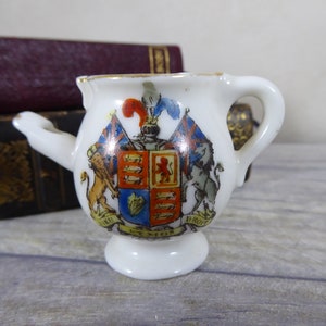 Royal Arms Souvenir Crested China Whistle Jug / Vintage Antique China Souvenir / England keepsake, 1910s