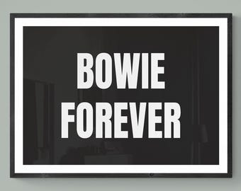 Wydruk artystyczny Bowie Forever | Minimalistyczna typografia, glamour lat 70. (pobranie cyfrowe)