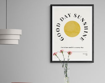 Wydruk „Good Day Sunshine” zespołu The Beatles | Sztuka ścienna w stylu retro z lat 60. (do pobrania)