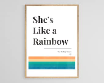 Plakat vintage „She's a Rainbow” zespołu Rolling Stones | Sztuka retro lat 60. (do pobrania cyfrowego)