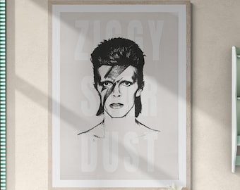 Plakat Ziggy'ego Stardusta | Grafika ścienna Davida Bowiego, Muzyka retro (do pobrania cyfrowego)