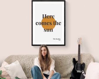 Retro Beatles „Here Comes The Sun” – wydruk artystyczny (do pobrania cyfrowego)