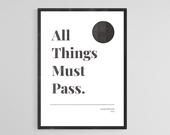 Vintage Inspired Printable George Harrison Art | Retro 'All Things Must Pass' Poster | 1970s Music Decor| Minimal Geometric Gift Idea