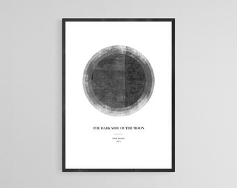 Pink Floyd Abstract Print | The Dark Side Of The Moon Poster | 1973 Album Art | Monochrome Black and White