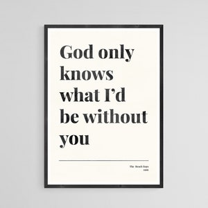 Afdrukbare vintage strandjongensposter | God kent alleen songteksten afdrukken | Retro geïnspireerde kunst | Minimaal interieurontwerp uit de jaren 60 | Cadeau idee