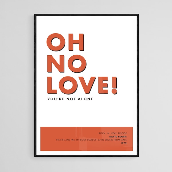 David Bowie Print Poster | Rock n Roll Suicide | Vintage Minimal Home Decor | Retro Lyrics