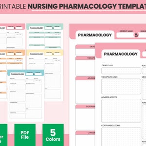 Printable Medical Nursing Pharmacology Notes Pdf Template, Nursing Student Study Resources Downloadable, Student Nurse Medicine Taking Notes