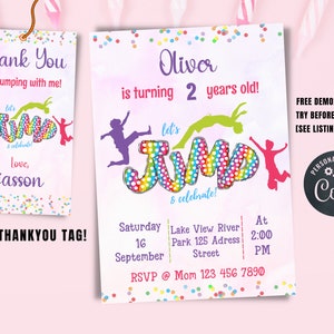 Trampoline Park Birthday Invitation, Trampoline Party, Jump Birthday Party Invitation, Jumping Party, Boys Printable Instant Editable Invite