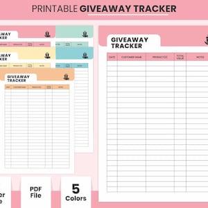 Printable Giveaway Tracking Sheet, Instagram Business Giveaways, Social Media Influencer Promotion Tracking Sheet, Digital Product Giveaway