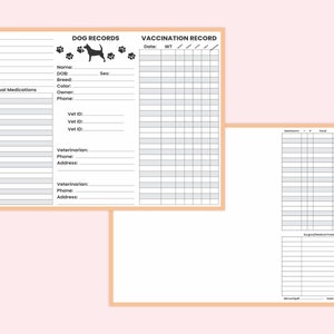 Printable Daily Dog Records Book, Digital Dog Information Tracking ...