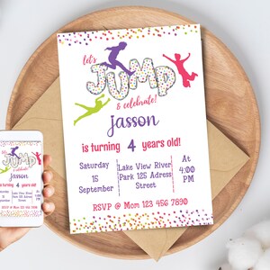 Trampoline Park Birthday Invitation, Trampoline Party, Jump Birthday Party Invitation, Jumping Party, Boys Printable Instant Editable Invite