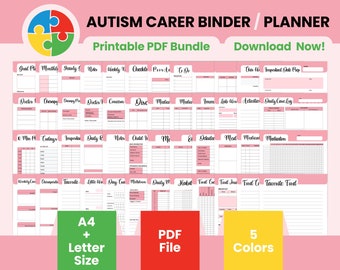 Printable Autism Planner Autism Carer Binder Autistic Child Planner Ads Children Binder, Autism Parent Planner, Special Needs, Toddler Sheet