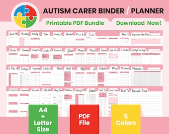 Printable Autism Planner Autism Carer Binder Autistic Child Planner Ads Children Binder, Autism Parent Planner, Special Needs, Toddler Sheet
