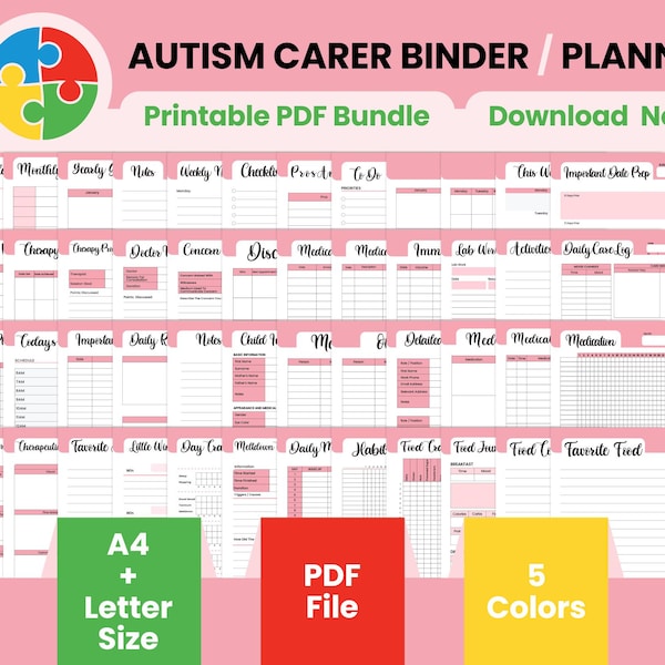 Afdrukbare Autisme Planner Autisme Verzorger Binder Autistisch Kind Planner Advertenties Kinderen Binder, Autisme Ouder Planner, Speciale Behoeften, Peuter Blad
