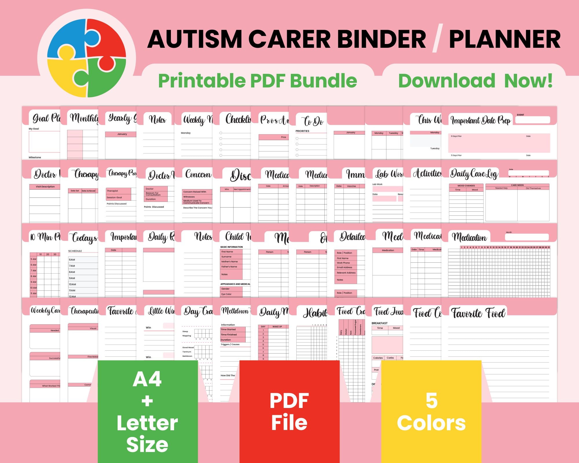 Printable Autism Planner Autism Carer Binder Autistic Child Planner Ads