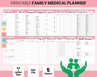 Printable Family Home Binder, A4 Health Care Planner, Family Emergency Medical Organiser, Emergency Forms Household Binder, Diabetes Tracker