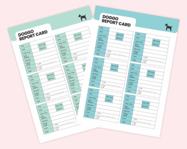 Printable Dog Report Card PDF Template Daily Doggie Daycare Etsy UK