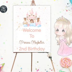 Princess Welcome Sign, Princess Birthday Invitation, Princess Party, Princess Invite, Birthday Party, Girl Birthday, Instant Download pr04
