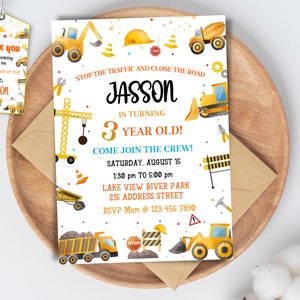 Construction Birthday Party Invitation Template, Construction Birthday Party,  Editable Construction Invitation, Dump Truck Birthday, Corjl