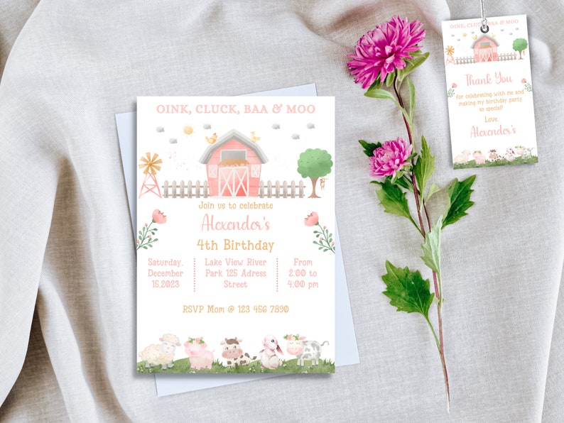 Farm Birthday Party Invitation Template Farm Animals Birthday Etsy