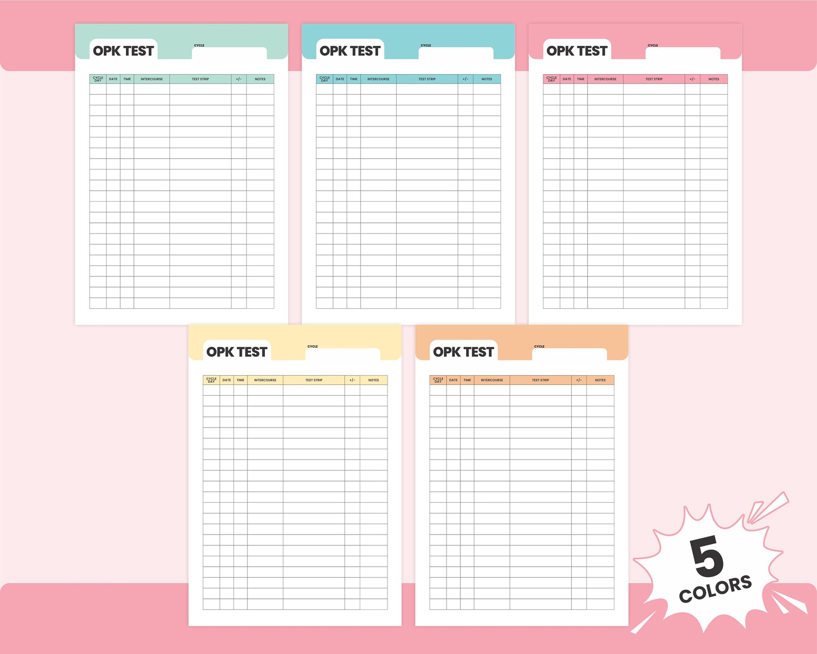 Printable Ovulation Test Sheet, Medical OPK Test PDF to Keep Record ...