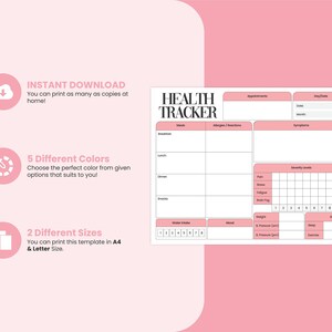Printable Daily Health Tracking Sheet, Digital Chronic Illness ...