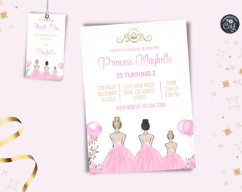 Princess Invitation, Princess Birthday Invitation, Princess Party, Princess Invite, Birthday Party, Girl Birthday, Instant Download,Editable