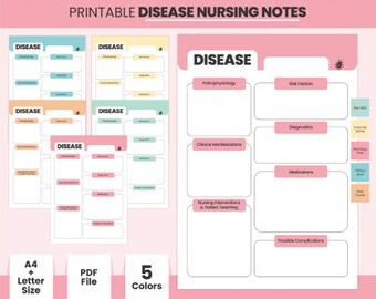Printable Disease Nursing Tracking Sheet, Digital Disease Notes Template, PDF Downloadable Pathophisiology Nurse Recording Log, A4 _ Letter