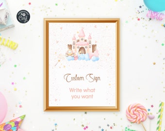 Princess Custom Sign, Princess Birthday Invitation, Princess Party, Princess Invite, Birthday Party, Girl Birthday, Instant Download pr04