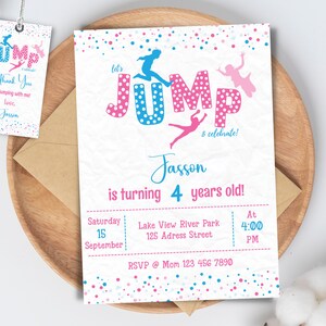 Trampoline Park Birthday Invitation, Trampoline Party, Jump Birthday Party Invitation, Jumping Party, Boys Printable Instant Editable Invite