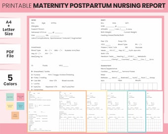 Printable Maternity Postpartum Nursing Report Sheet PDF Template, Digital Medical Mother Baby Nurse, Registered Nicu Nurse Sheet, Er Nurse