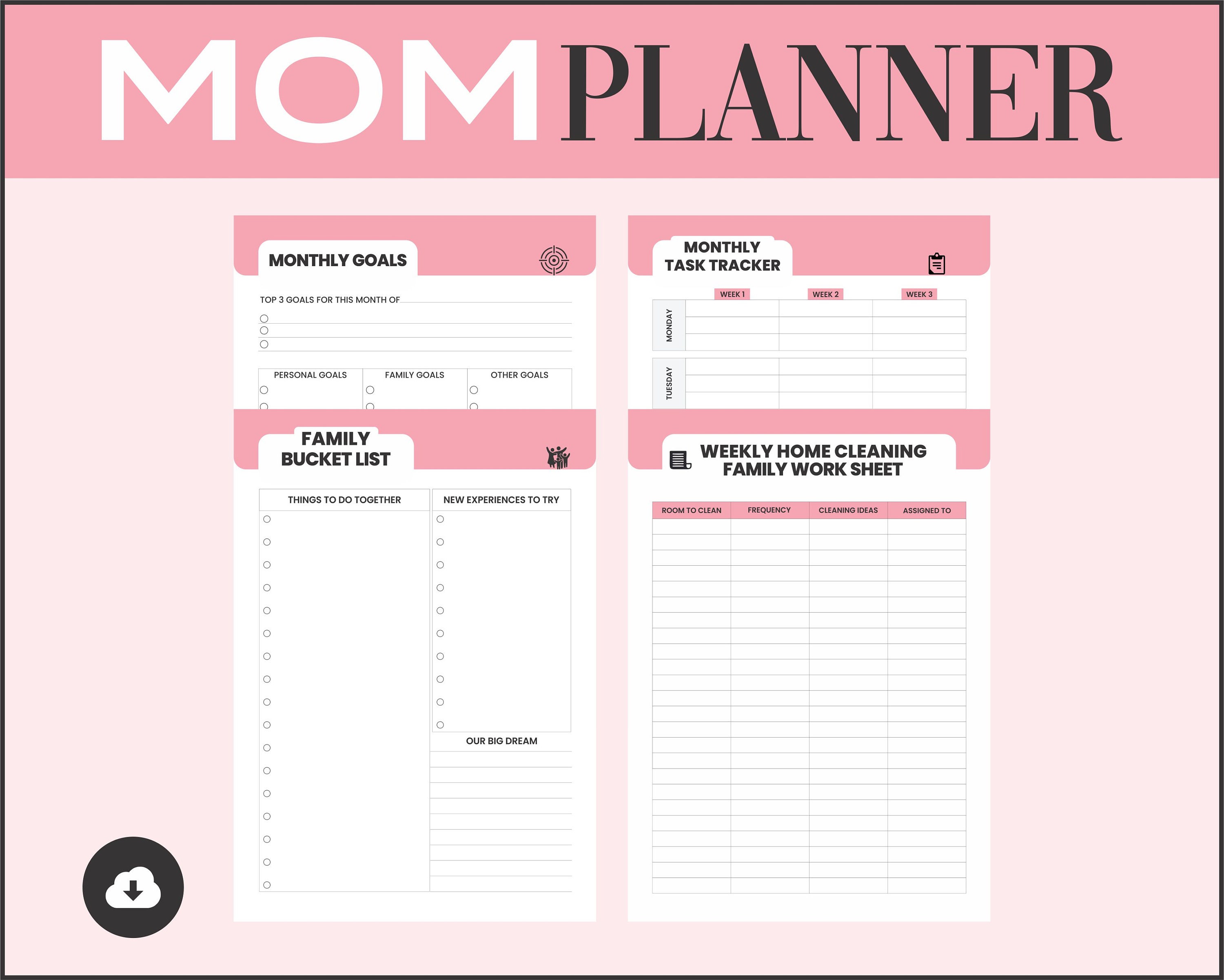 Printable Ultimate Busy Mom Planner Daily Household Planner 2022 House ...