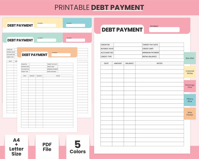 Printable Daily Debt Payment Tracker, A4 Spending & Bill Tracking Page ...