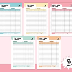 Printable Daily Check Book Balance Sheet Income & Expense Log Page A4 ...