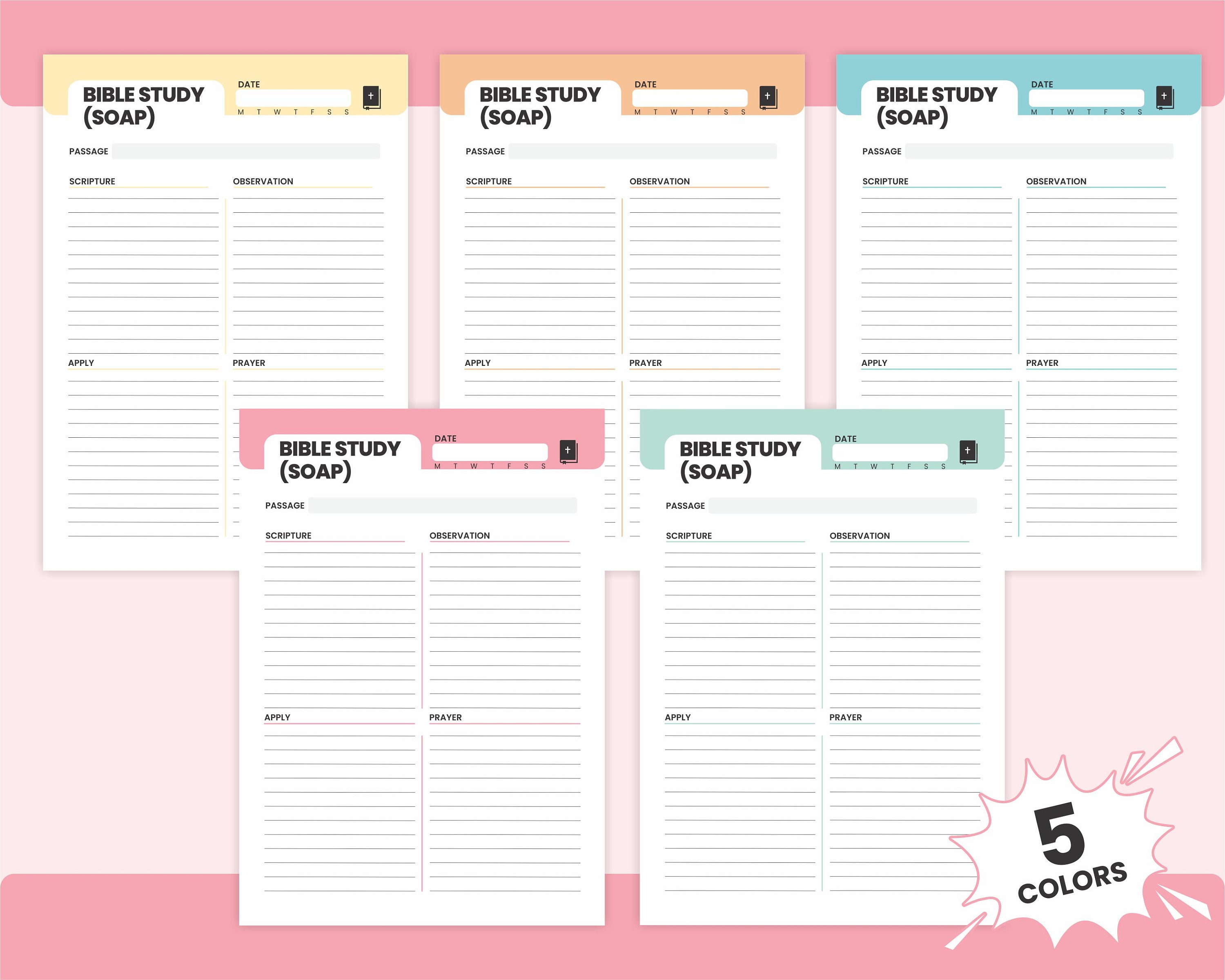 Printable Bible Study Planner, PDF Downloadable Soap Bible Study ...