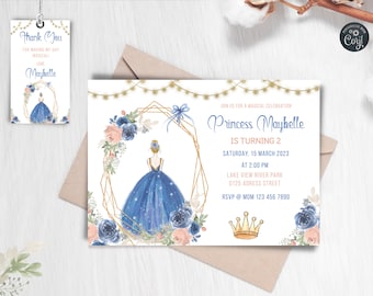 Princess Invitation, Princess Birthday Invitation, Princess Party, Princess Invite, Birthday Party, Girl Birthday, Instant Download,Editable